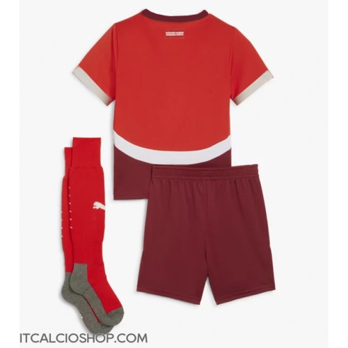 Svizzera Prima Maglia Bambino Europei 2024 Manica Corta (+ Pantaloni corti)
